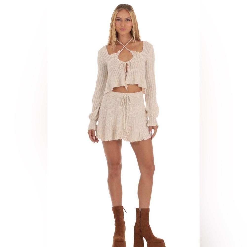 Lucy in the Sky Kaede Knit Two Piece Set in Beige Et Clef Large New With Tags
